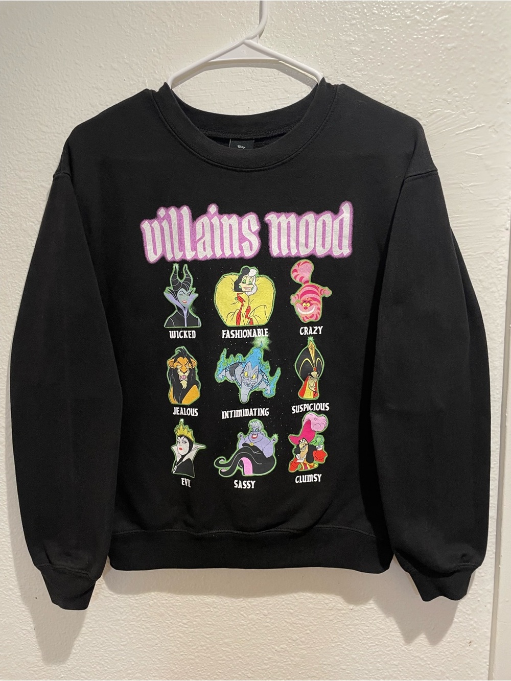 🔮 Disney Villains Mood Graphic Pullover Sweatshirt Black XS 1 🔮